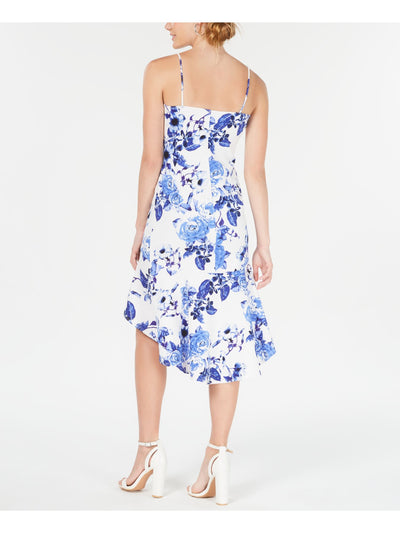 JUMP Womens White Floral Spaghetti Strap V Neck Midi Cocktail Hi-Lo Dress XS