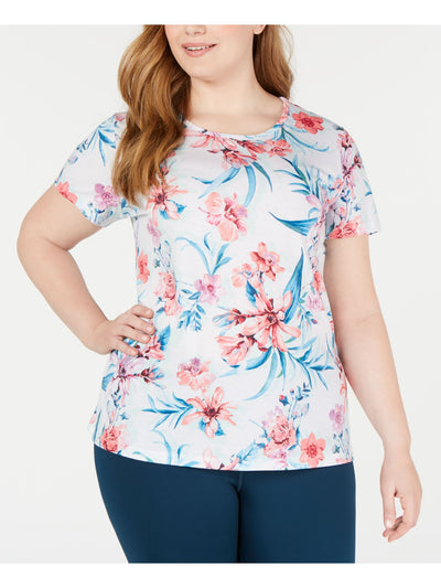 IDEOLOGY Womens Stretch Short Sleeve Scoop Neck Keyhole-back Semi-fitted T-Shirt