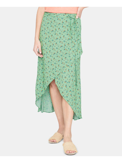 SANCTUARY Womens Green Floral Tea-Length Hi-Lo Skirt Size: XL