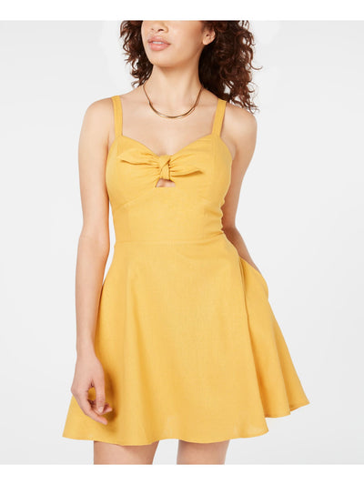 SPEECHLESS Womens Yellow Spaghetti Strap Sweetheart Neckline Short Dress 3