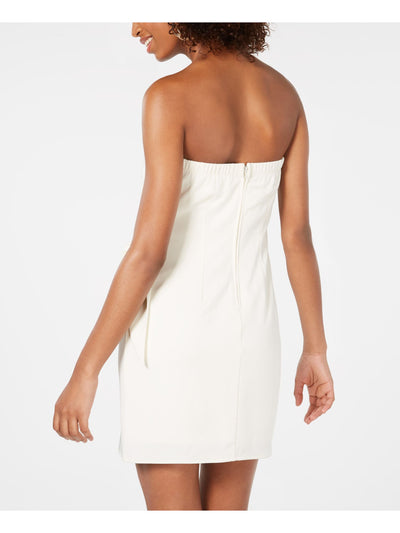 TRIXXI Womens Ivory Plunge Knot Front Sleeveless Strapless Short Party Dress 7