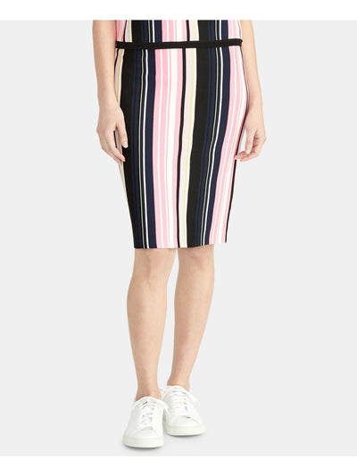 RACHEL ROY Womens Pink Striped Below The Knee Pencil Skirt XS