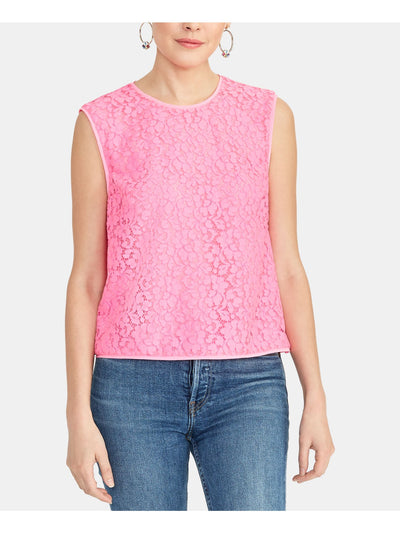 RACHEL ROY Womens Lace Cap Sleeve Crew Neck Top