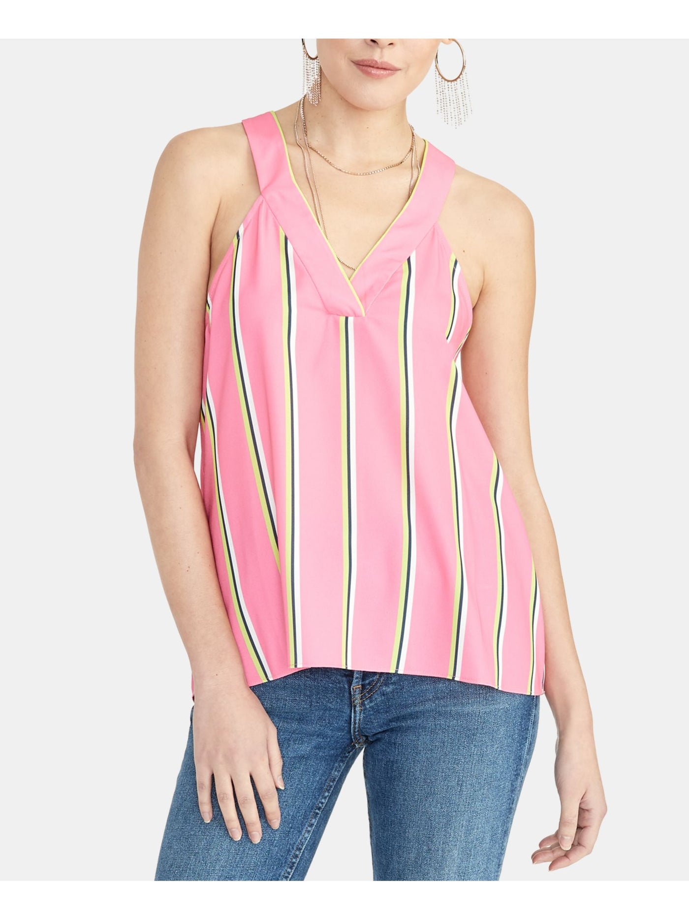 RACHEL ROY Womens Sleeveless Racer V Neck Blouse