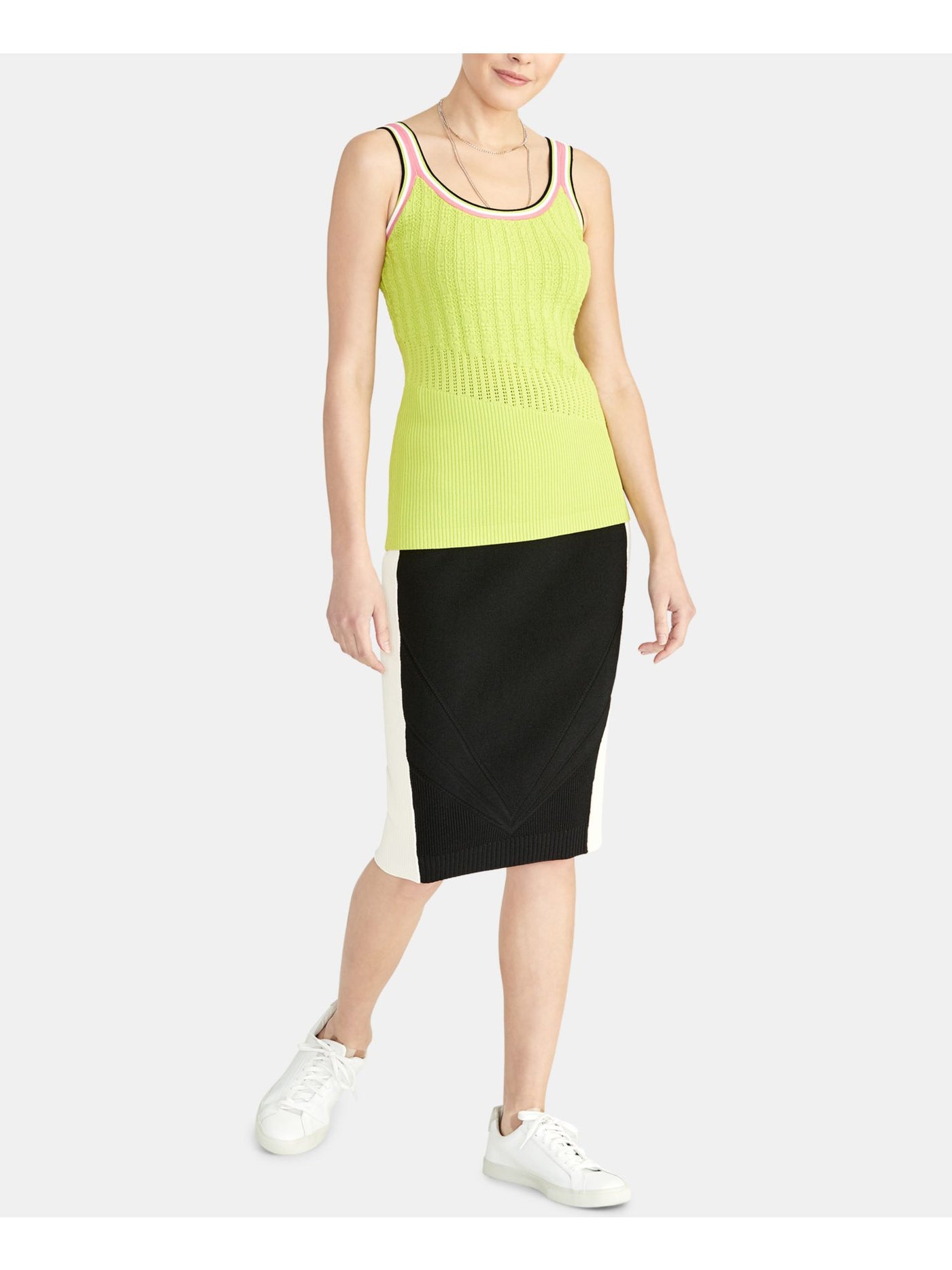 RACHEL ROY Womens Green Textured Sleeveless Scoop Neck Tank Top XL