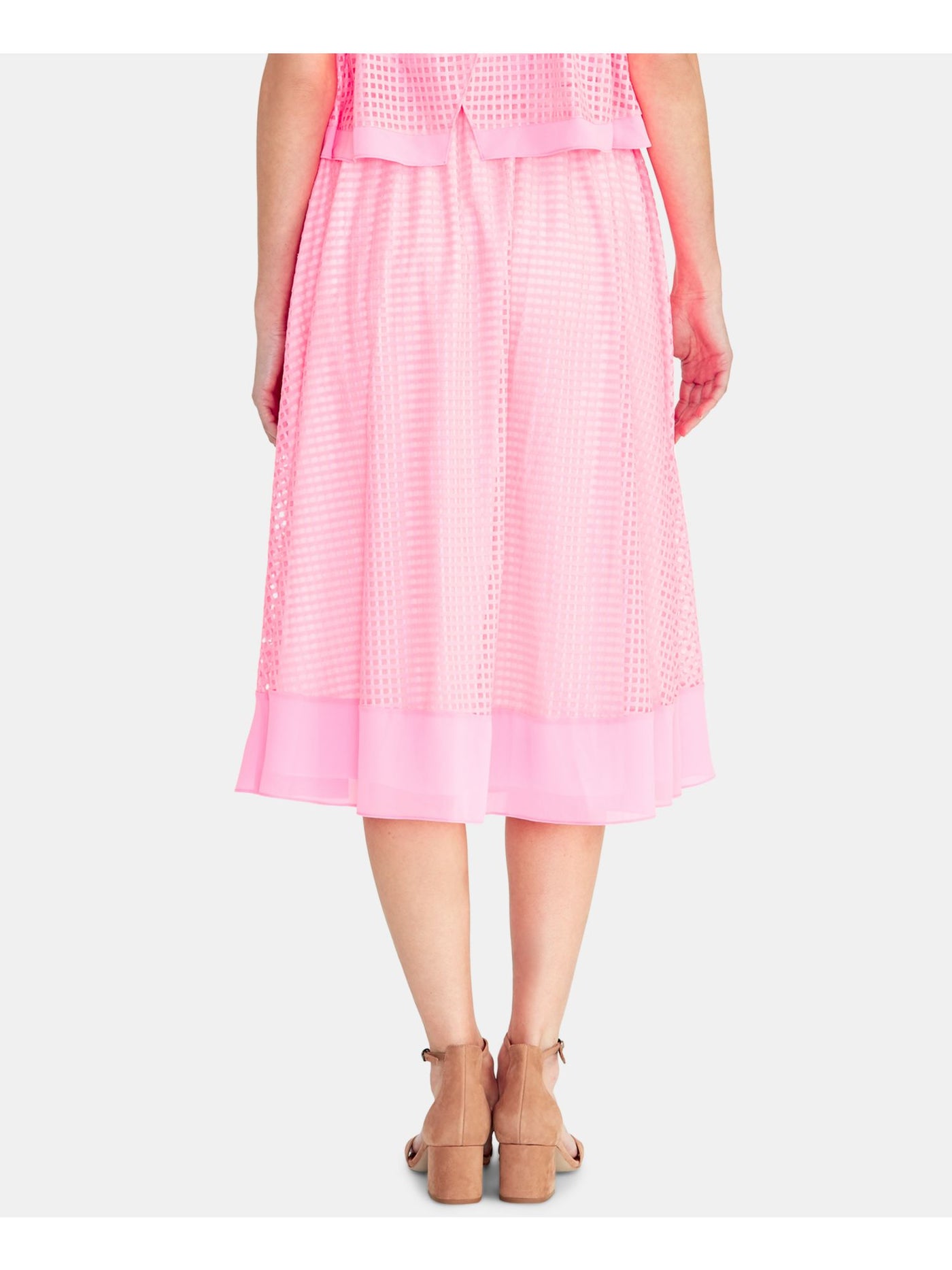 RACHEL ROY Womens Pink Midi Pleated Skirt S