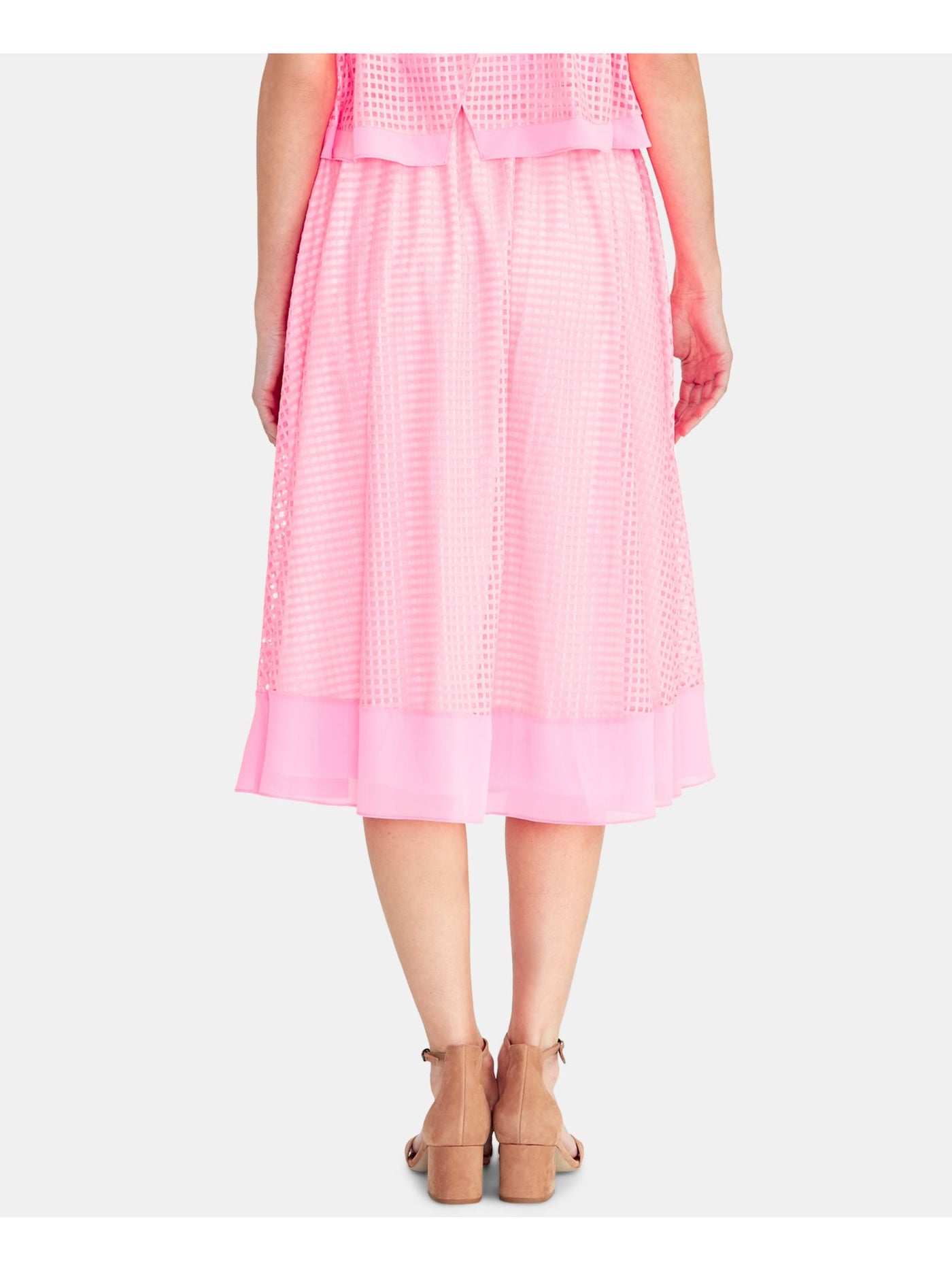 RACHEL ROY Womens Mesh Midi Pleated Skirt