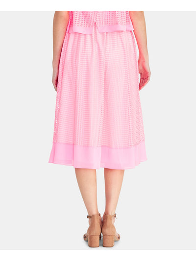 RACHEL ROY Womens Mesh Midi Pleated Skirt
