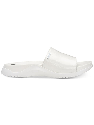 CALVIN KLEIN Womens White Platform 1 Cushioned Ubi Round Toe Wedge Slip On Slide Sandals Shoes 5