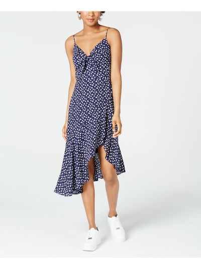 CITY STUDIO Womens Navy Floral Spaghetti Strap V Neck Midi Shift Dress Juniors 3