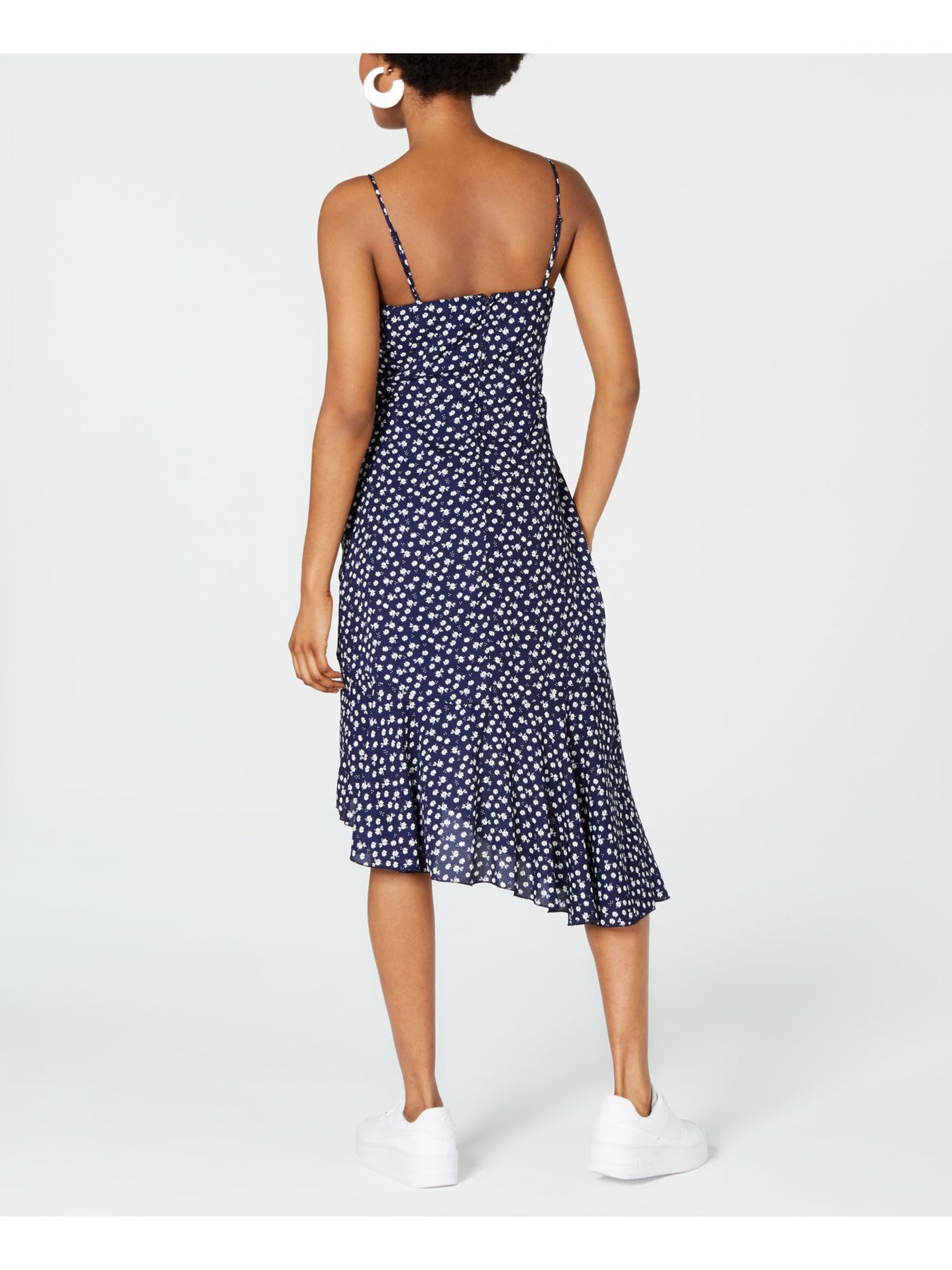 CITY STUDIO Womens Navy Floral Spaghetti Strap V Neck Midi Shift Dress Juniors 3