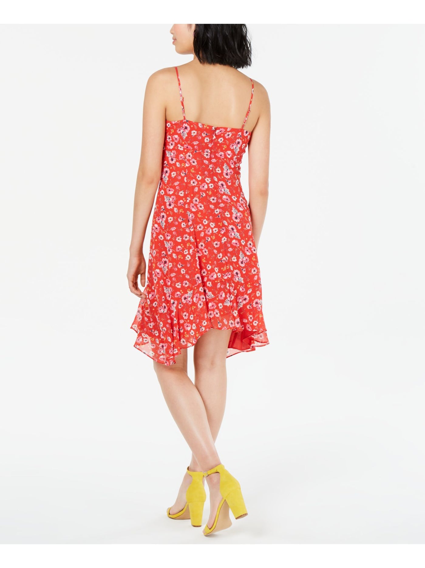 19 COOPER Womens Zippered Asymmetrical Spaghetti Strap V Neck Knee Length Dress