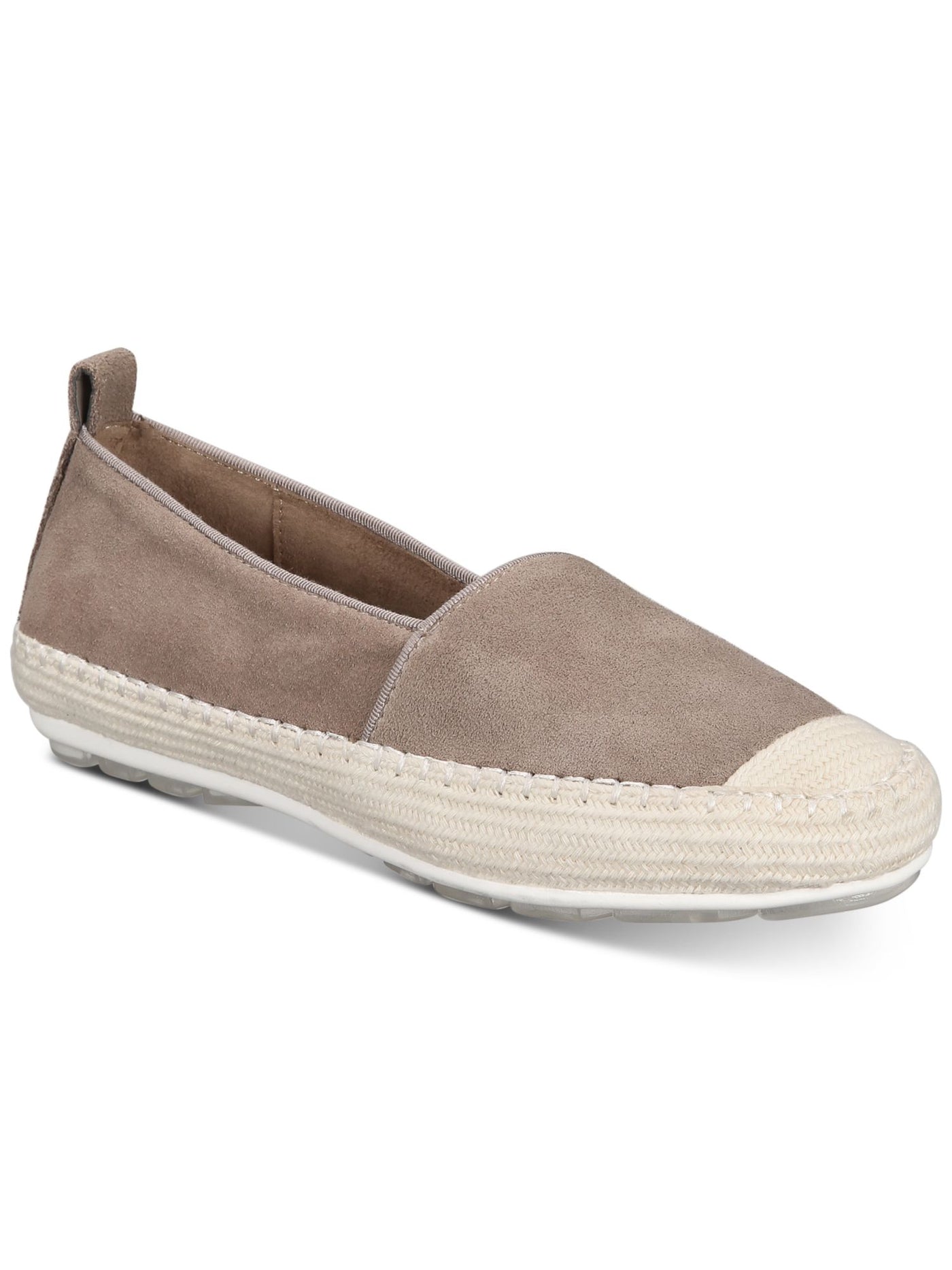 AQUA COLLEGE Womens Beige Removable Insole Comfort Waterproof Cushioned Blink Round Toe Wedge Slip On Leather Espadrille Shoes 8.5 M