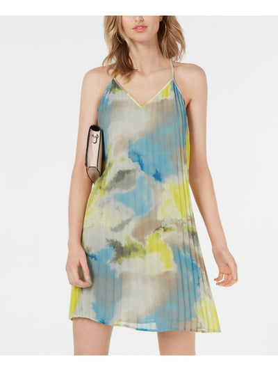 BAR III Womens Gray Printed Spaghetti Strap V Neck Mini Party Empire Waist Dress S