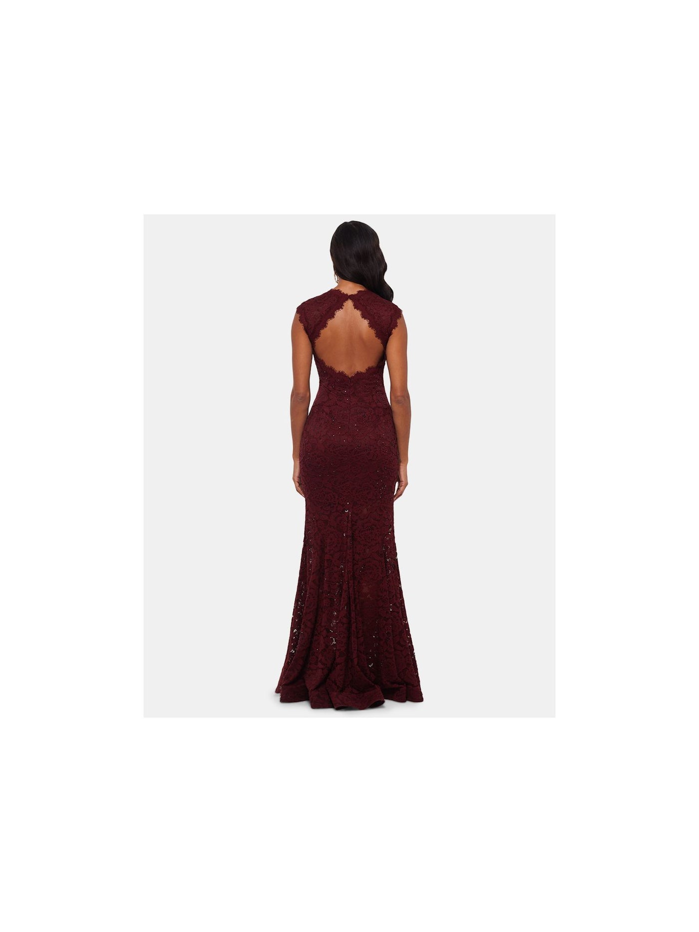 BETSY & ADAM Womens Burgundy Sleeveless Maxi Evening Sheath Dress 2