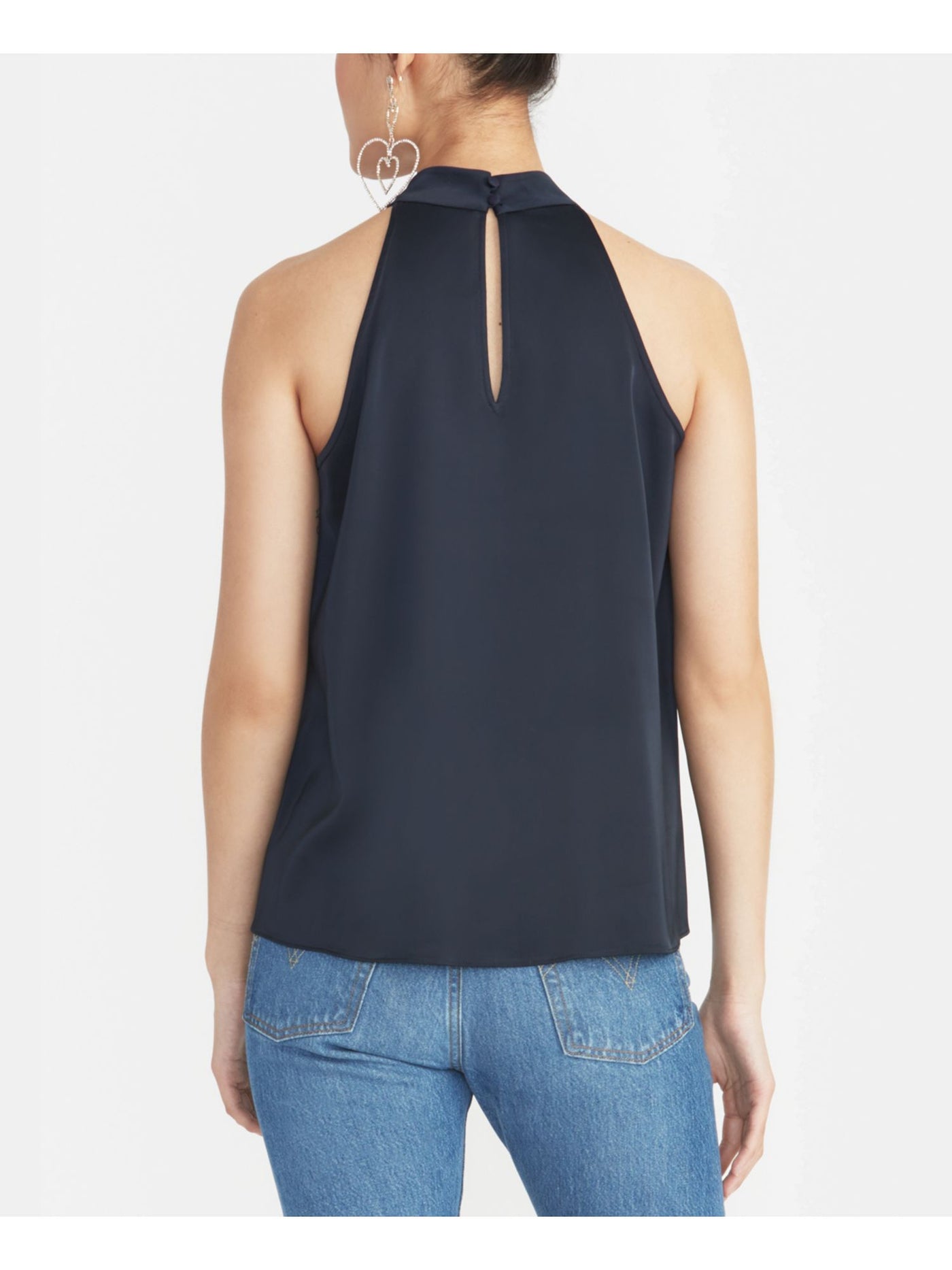 RACHEL ROY Womens Navy Sleeveless Faux Wrap Top S