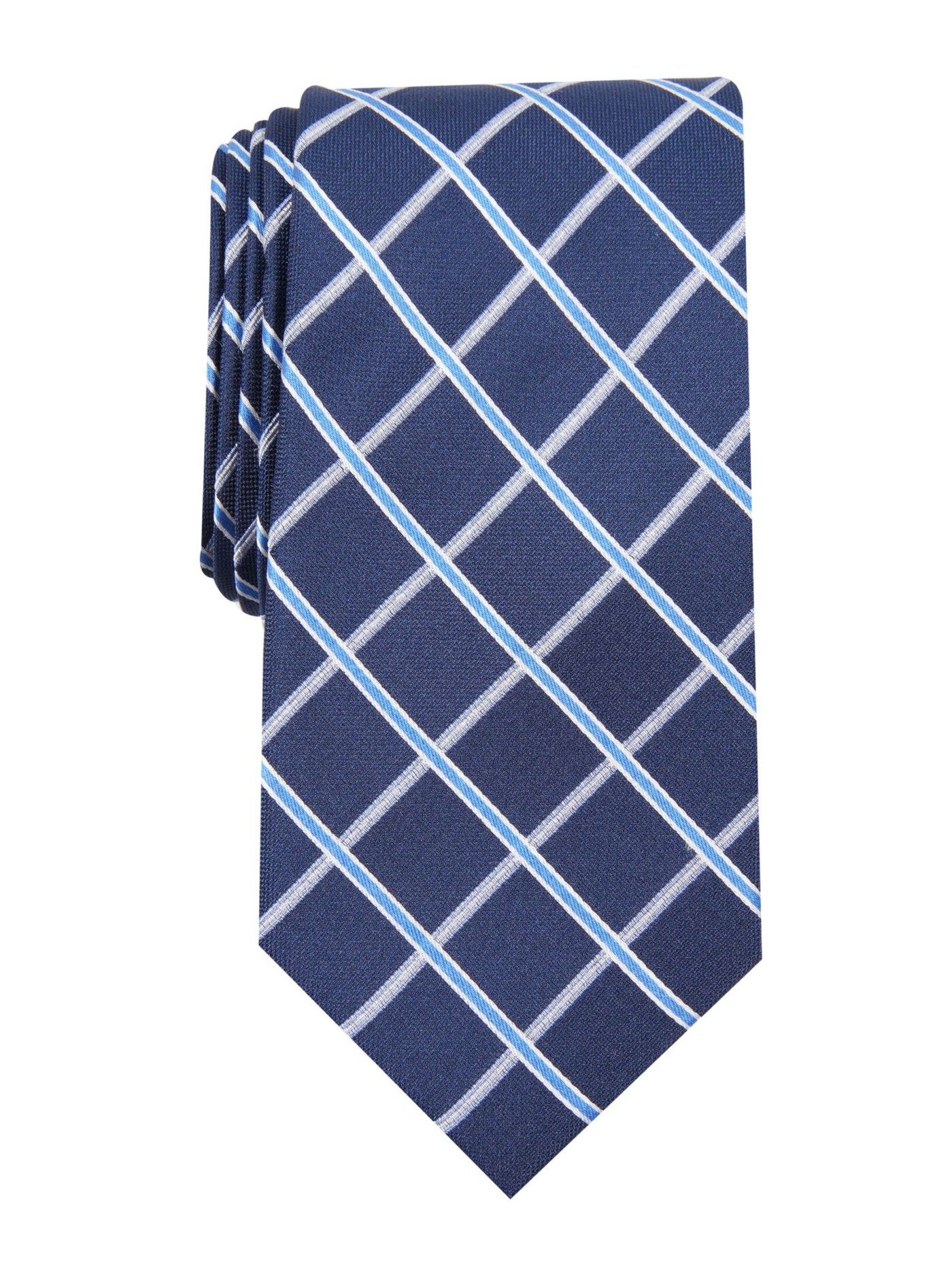 CLUBROOM Mens Navy Grid Slim Neck Tie