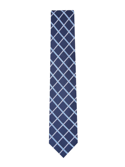 CLUBROOM Mens Navy Grid Slim Neck Tie