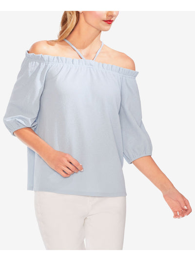 VINCE CAMUTO Womens Light Blue 3/4 Sleeve Off Shoulder Blouse S