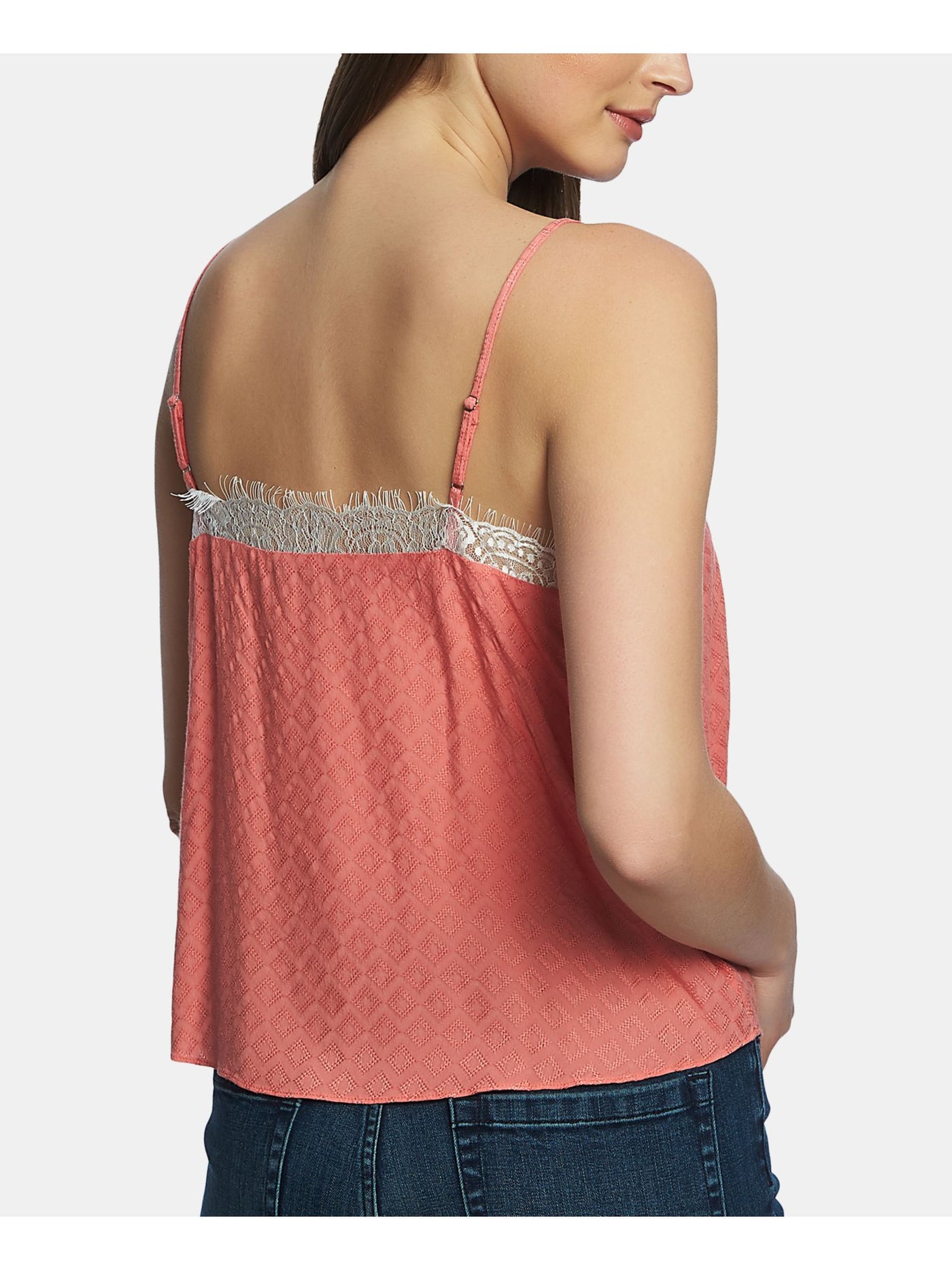 1. STATE Womens Coral Lace Spaghetti Strap V Neck Tank Top S