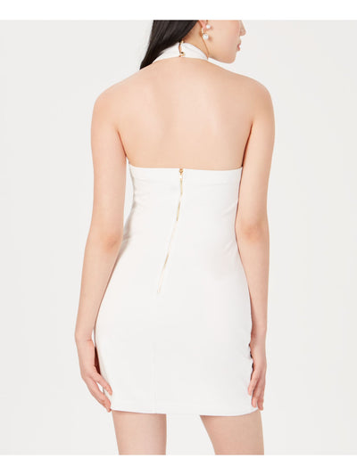 TEEZE ME Womens Ivory Sleeveless Mini Body Con Evening Dress 13
