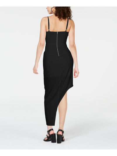 MATERIAL GIRL Womens Black Spaghetti Strap Sweetheart Neckline Cocktail Body Con Dress S