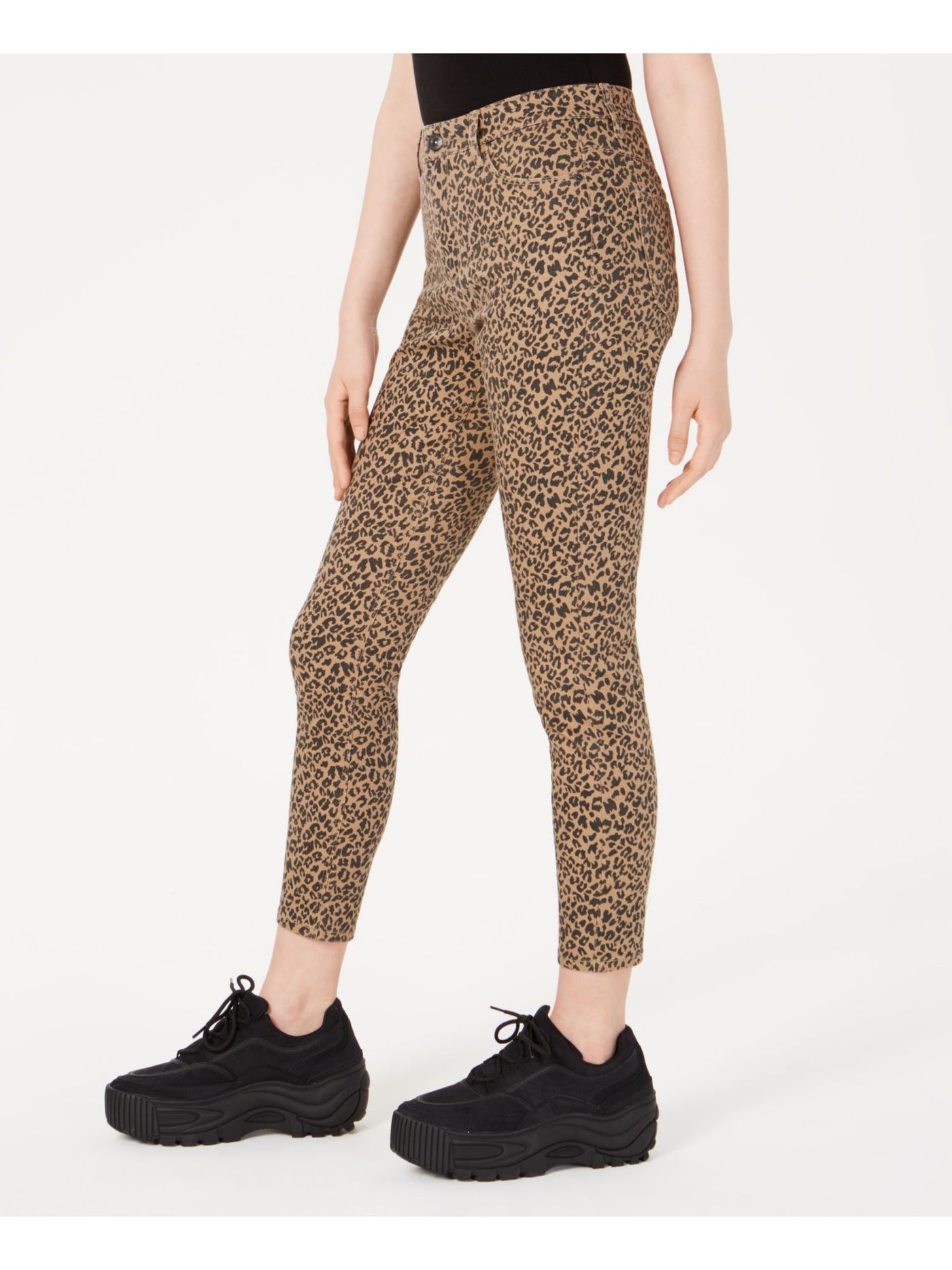 VANILLA STAR Womens Beige Animal Print Jeans 3