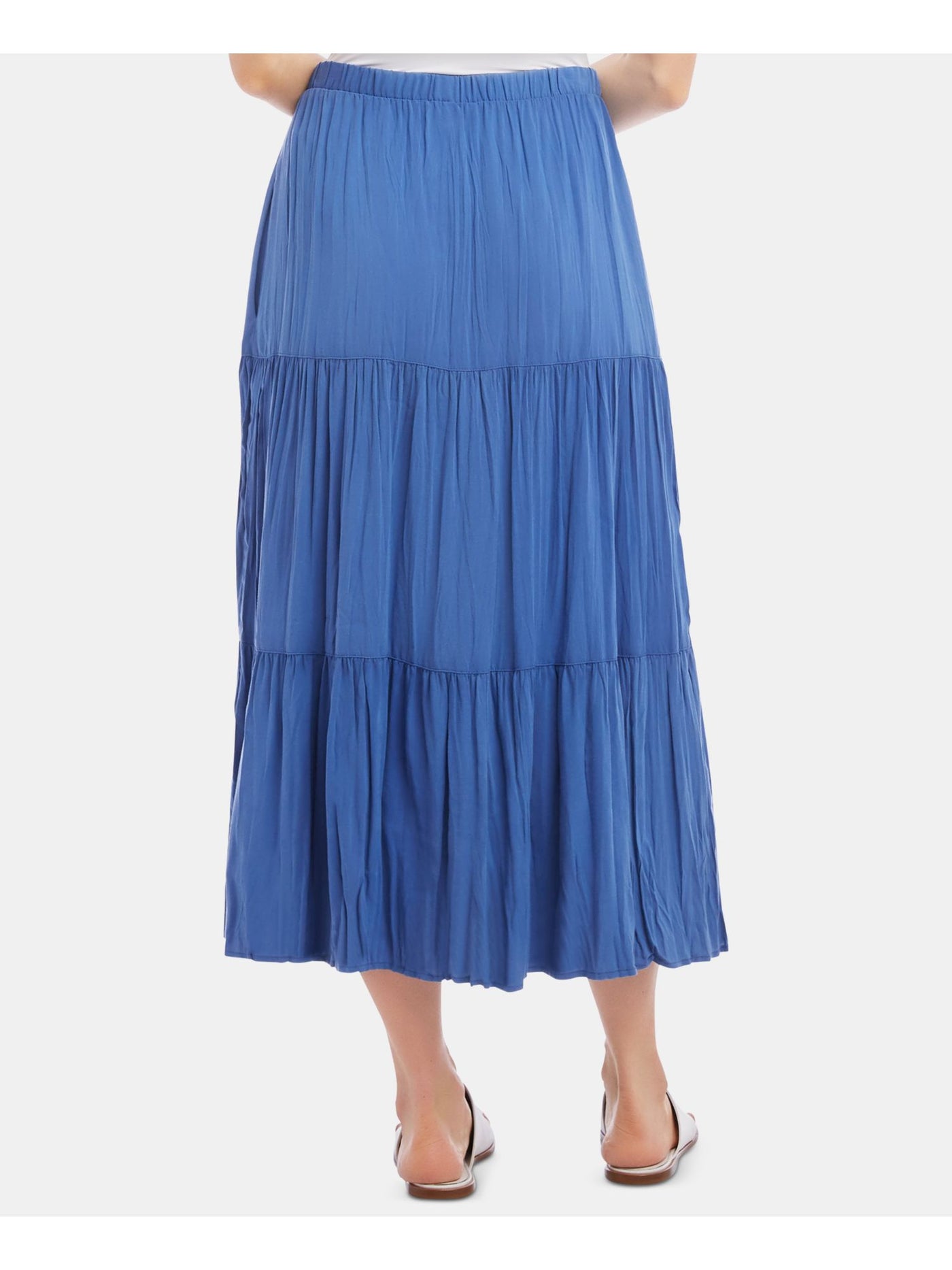 KAREN KANE Womens Blue Tiered Button-front Maxi Skirt Size: XS