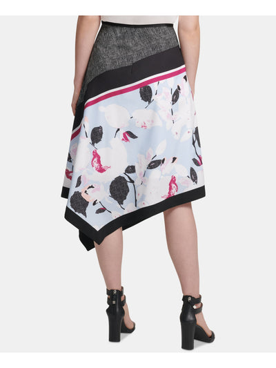 DKNY Womens Blue Printed Tea-Length A-Line Skirt 2