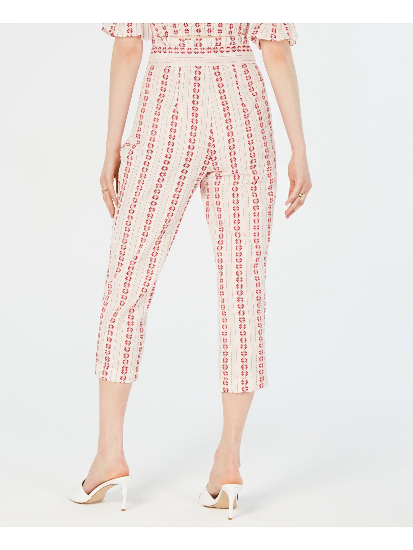 LE RUMI Womens Belted High-waist Cropped Pants