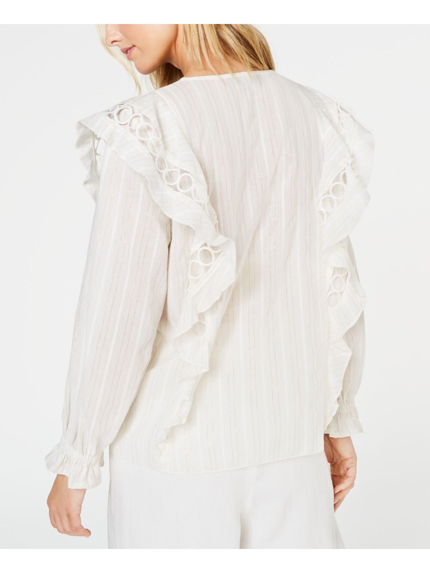 RACHEL ZOE Womens Long Sleeve Keyhole Top