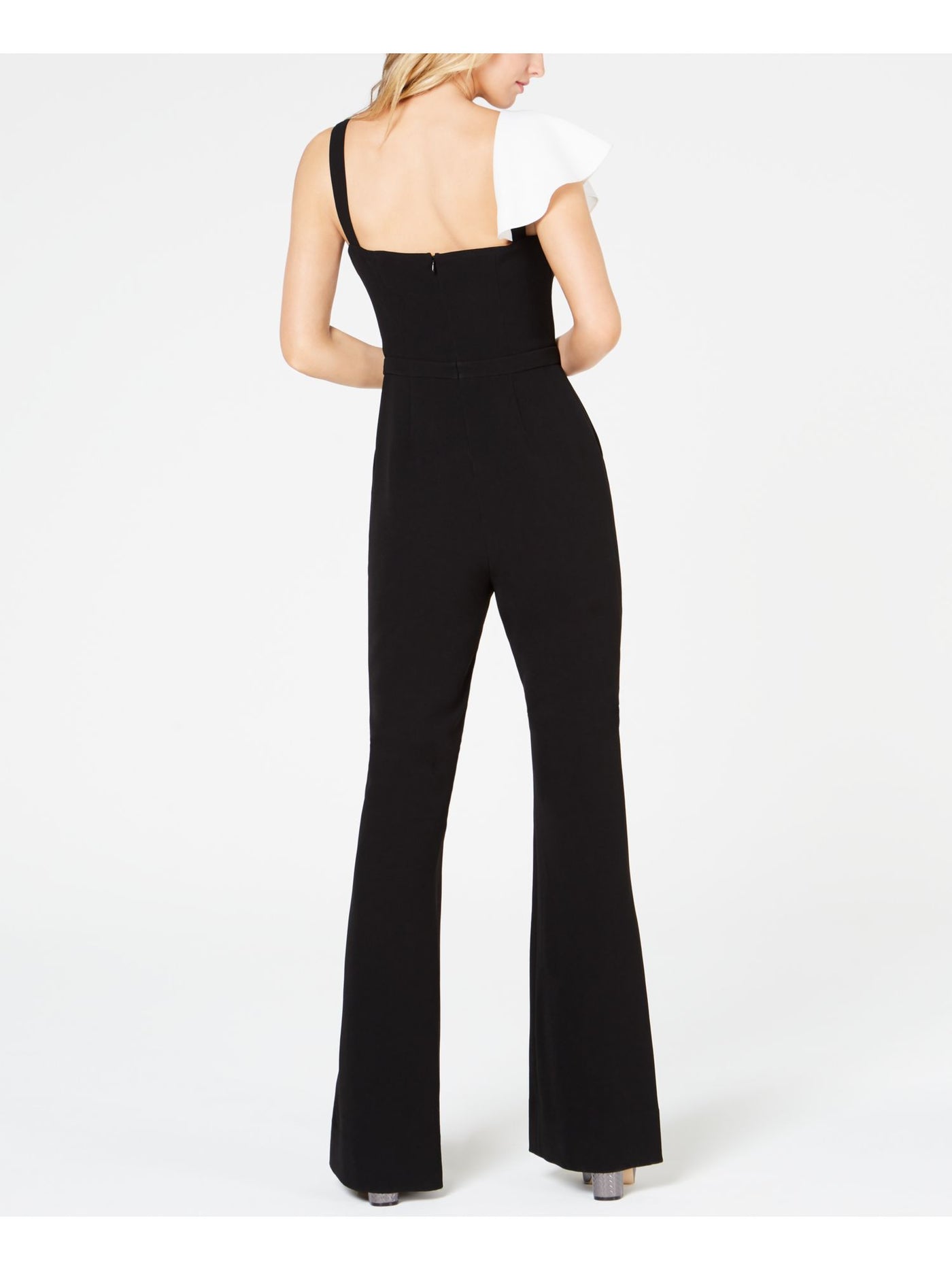 RACHEL ZOE Womens Black Color Block Sleeveless V Neck Party Flare Jumpsuit 10