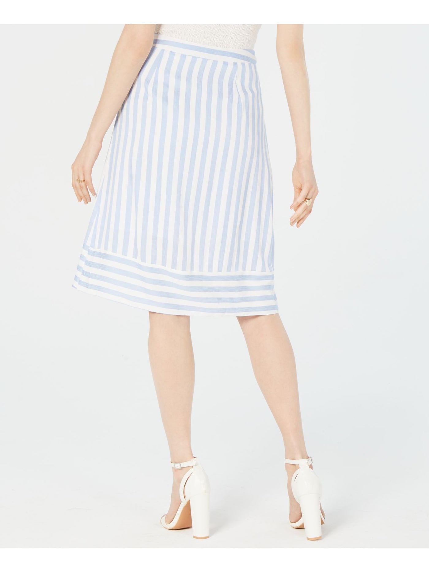 LUCY PARIS Womens Light Blue Belted Striped Knee Length Wrap Skirt XL