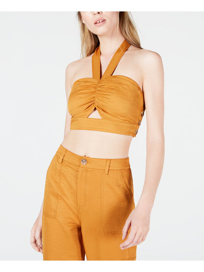 J.O.A. Womens Sleeveless Keyhole Crop Top