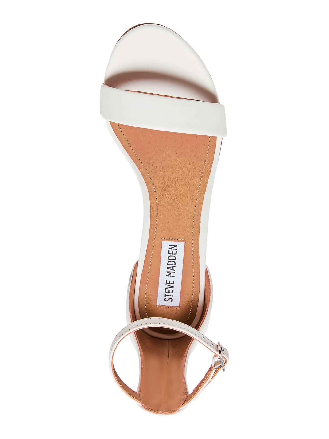 STEVE MADDEN Womens White Padded Adjustable Ankle Strap Stretch Irenee Round Toe Block Heel Buckle Leather Dress Sandals Shoes 7 M