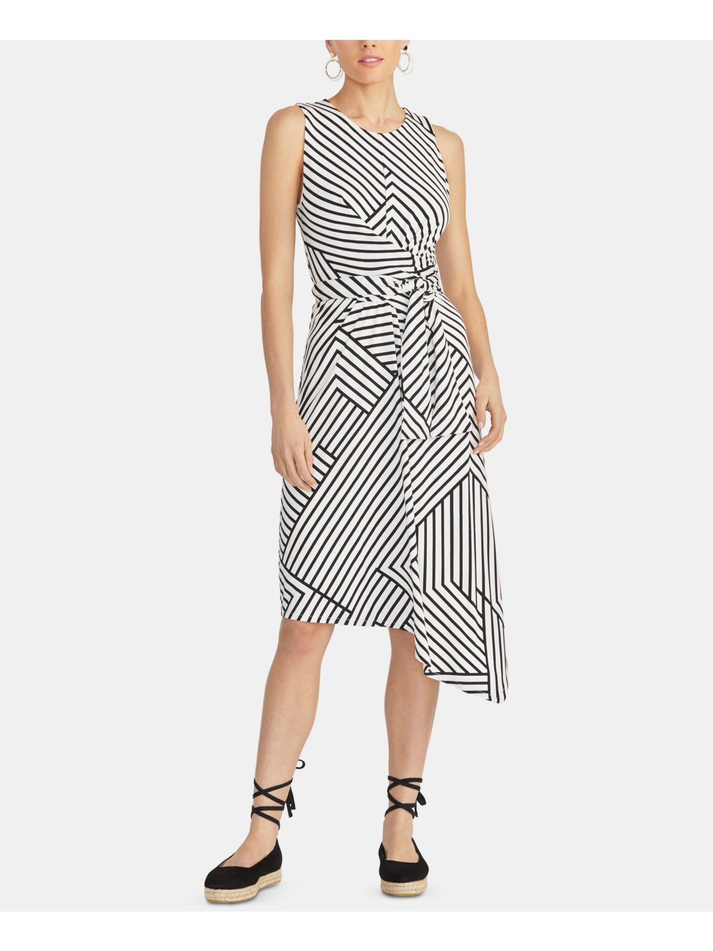 RACHEL ROY Womens Sleeveless Jewel Neck Midi Sheath Dress