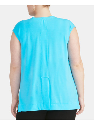 RACHEL ROY Womens Blue Sleeveless Crew Neck Top S