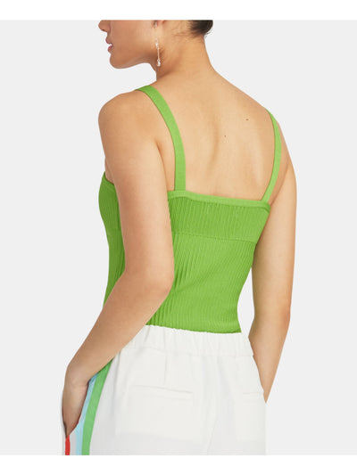 RACHEL ROY Womens Green Sleeveless Square Neck Top L