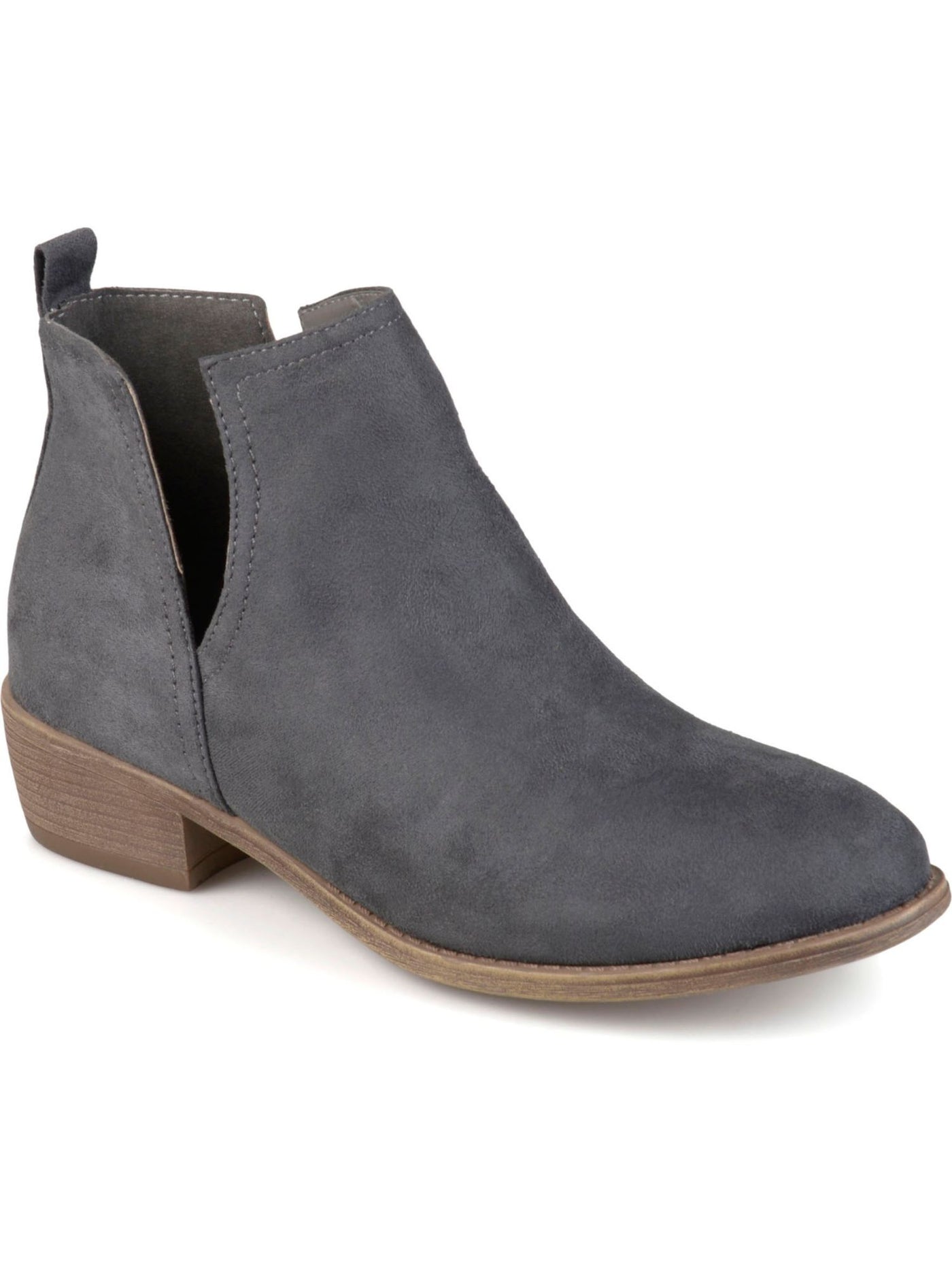 JOURNEE COLLECTION Womens Gray Side Split Padded Rimi Round Toe Block Heel Booties 7.5