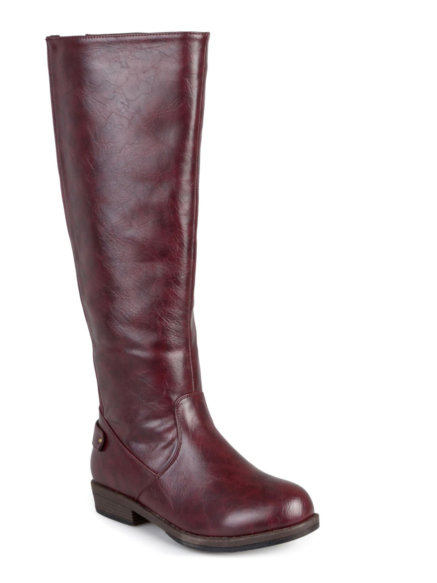 JOURNEE COLLECTION Womens Brown Stretch Lynn Almond Toe Block Heel Zip-Up Riding Boot 7