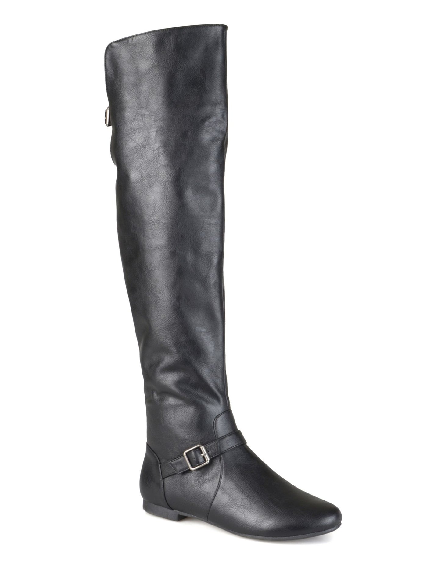 JOURNEE COLLECTION Womens Black Loft Round Toe Block Heel Zip-Up Riding Boot 6.5