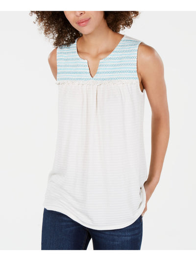 STYLE & COMPANY Womens Ruffled Sleeveless V Neck Tank Top