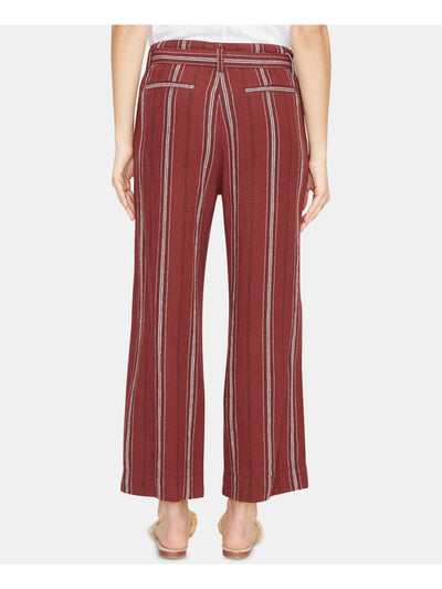 SANCTUARY Womens Maroon Belted Striped Wide Leg Pants 30 Waist