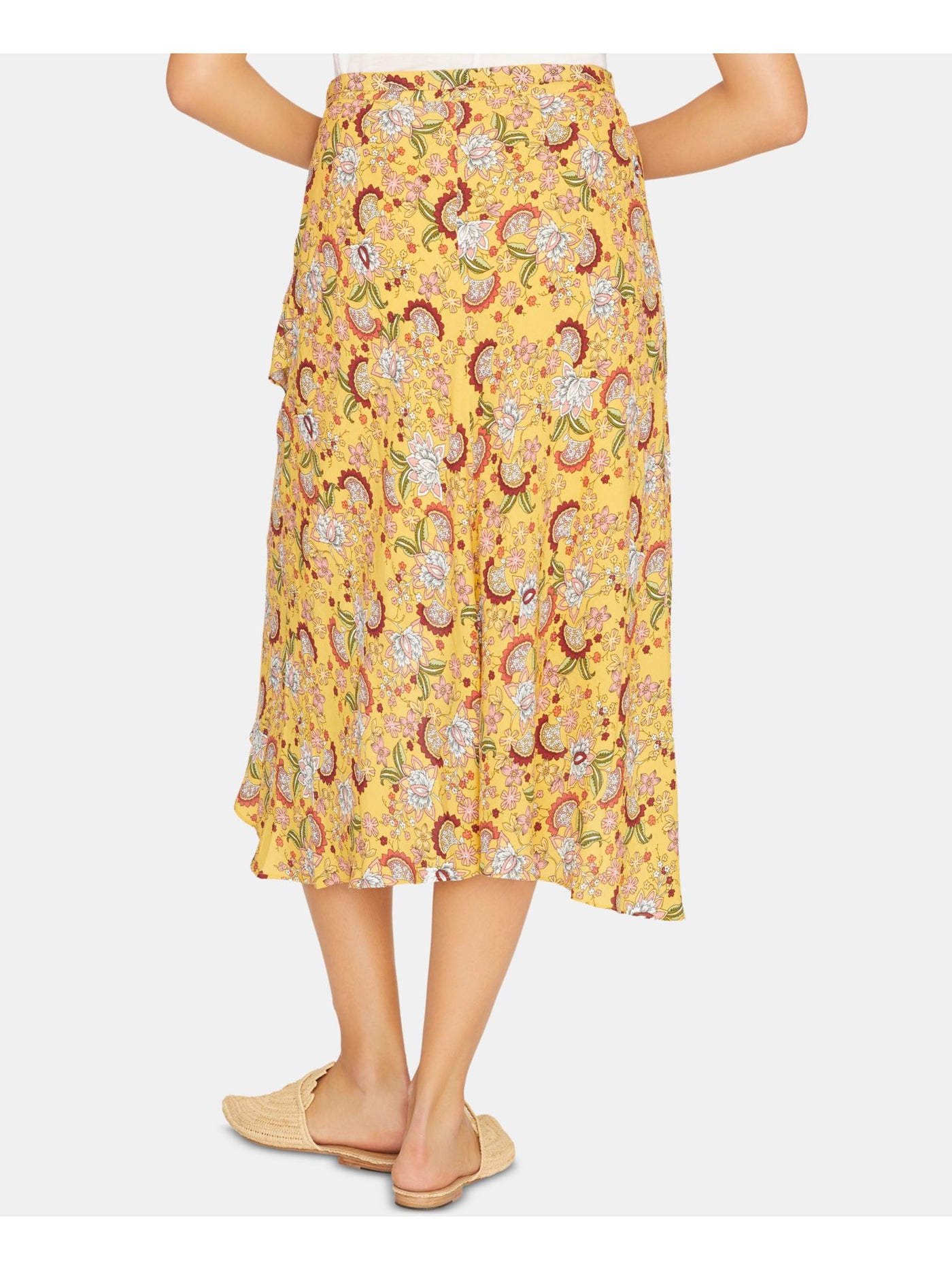 SANCTUARY Womens Yellow Floral Midi Hi-Lo Skirt M