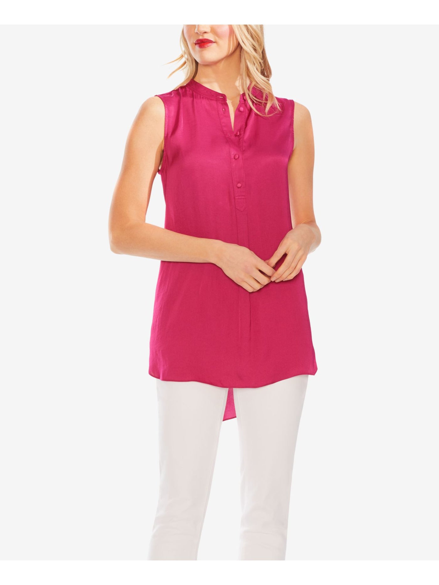 VINCE CAMUTO Womens Pink Sleeveless Mandarin Collar Tunic Top XXS