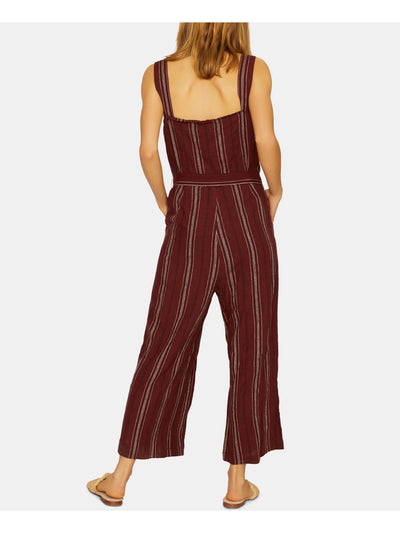 SANCTUARY Womens Brown Striped Sleeveless V Neck Wide Leg Jumpsuit XL