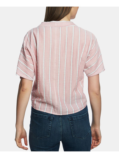 1. STATE Womens Red Tie Front Short Sleeve V Neck Top XS