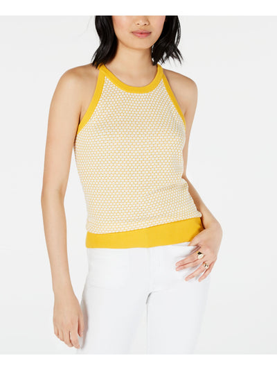 MAISON JULES Womens Gold Honeycomb Sleeveless Halter Top S