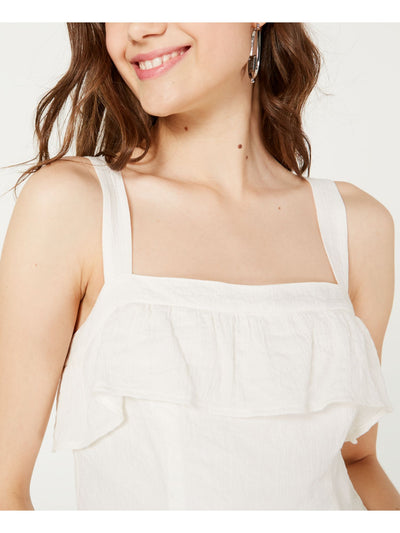 CITY STUDIO Womens Ruffled Sleeveless Square Neck Romper