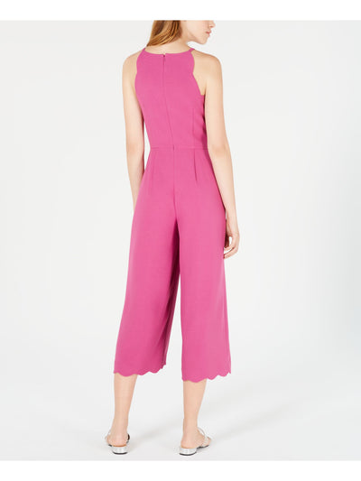 MAISON JULES Womens Pink Sleeveless Halter Wide Leg Jumpsuit 12